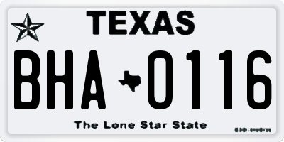 TX license plate BHA0116