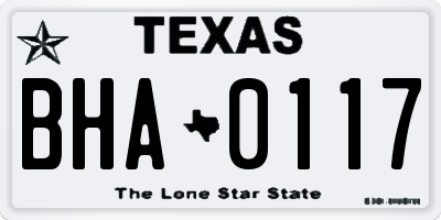 TX license plate BHA0117