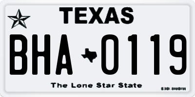 TX license plate BHA0119