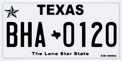 TX license plate BHA0120