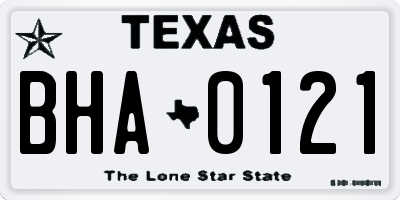 TX license plate BHA0121
