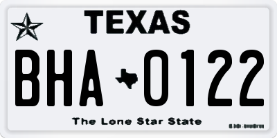 TX license plate BHA0122