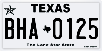 TX license plate BHA0125