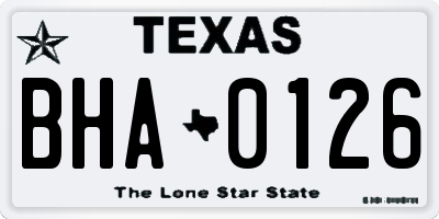 TX license plate BHA0126