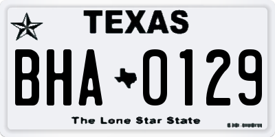 TX license plate BHA0129