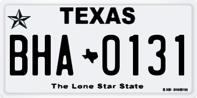 TX license plate BHA0131