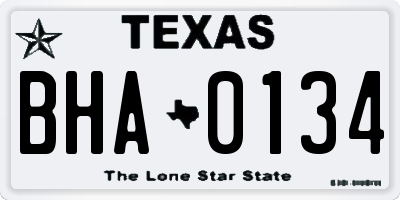 TX license plate BHA0134