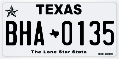 TX license plate BHA0135