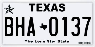 TX license plate BHA0137
