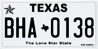TX license plate BHA0138