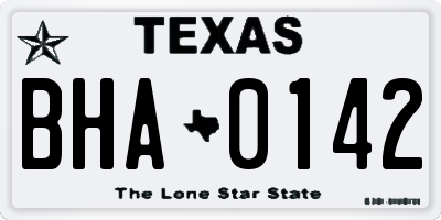 TX license plate BHA0142