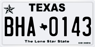 TX license plate BHA0143