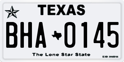 TX license plate BHA0145