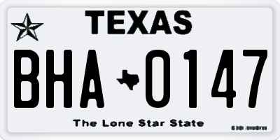 TX license plate BHA0147