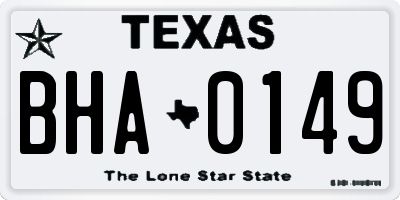 TX license plate BHA0149