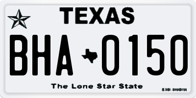 TX license plate BHA0150