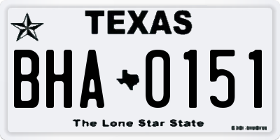 TX license plate BHA0151