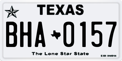 TX license plate BHA0157