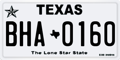 TX license plate BHA0160