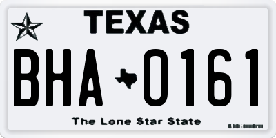 TX license plate BHA0161