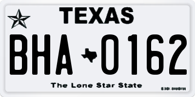 TX license plate BHA0162