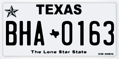 TX license plate BHA0163