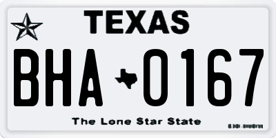 TX license plate BHA0167