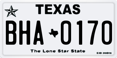 TX license plate BHA0170