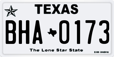 TX license plate BHA0173