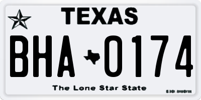 TX license plate BHA0174