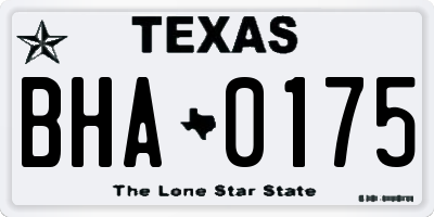 TX license plate BHA0175