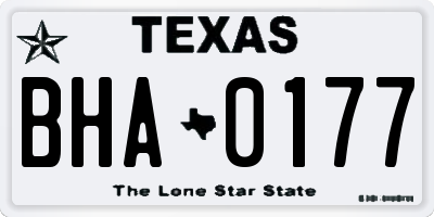 TX license plate BHA0177