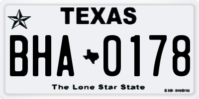 TX license plate BHA0178