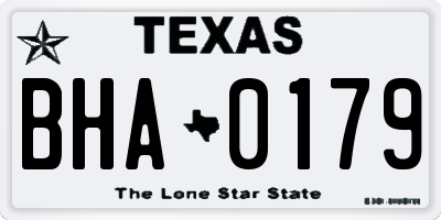 TX license plate BHA0179