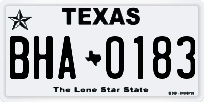 TX license plate BHA0183