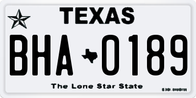 TX license plate BHA0189
