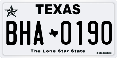 TX license plate BHA0190
