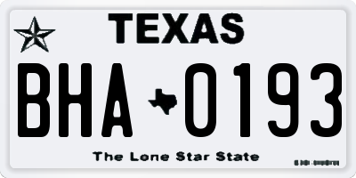 TX license plate BHA0193