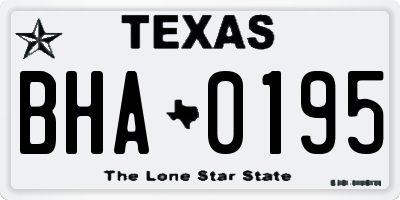 TX license plate BHA0195