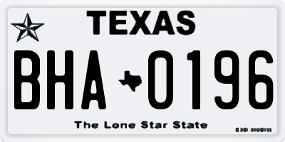 TX license plate BHA0196