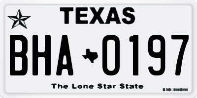 TX license plate BHA0197