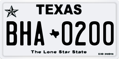 TX license plate BHA0200