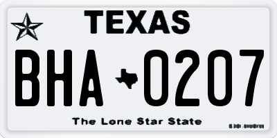 TX license plate BHA0207