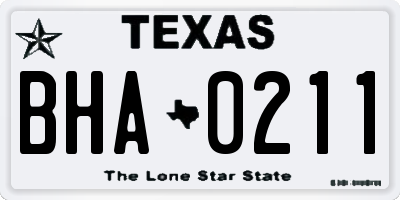 TX license plate BHA0211