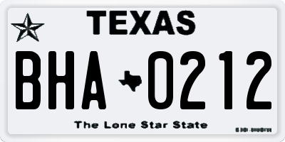 TX license plate BHA0212
