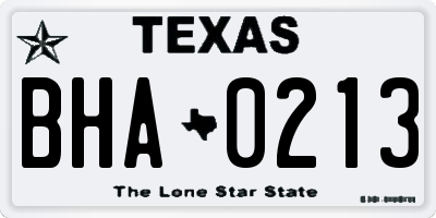 TX license plate BHA0213