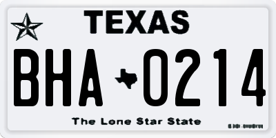 TX license plate BHA0214