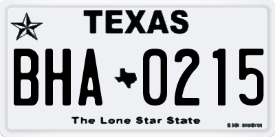 TX license plate BHA0215