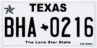 TX license plate BHA0216