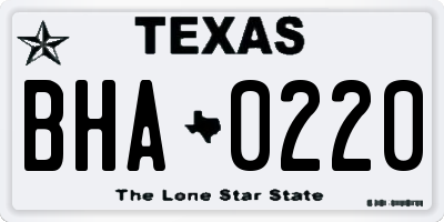 TX license plate BHA0220